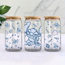 Disney 1个玻璃杯，印有可爱史迪奇图案，防漏设计，带吸管，容量480毫升，带防伪码的包装盒。 - 史迪奇 - 查看 9