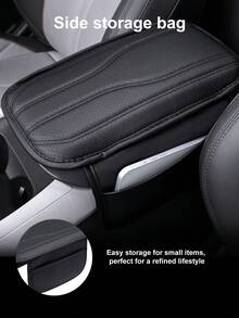 Universal Car Center Console Sunshade With 2 Storage Pockets - Genuine Leather Armrest Cushion Buffer Pad, Waterproof, Scratch-Resistant, Wear-Resistant Interior Accessory Suitable For SUV, Truck, Vehicle - Style a - View 7