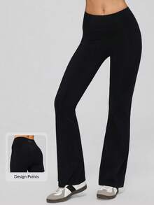 MASKERT High Elasticity Skin-Friendly Flared Yoga Pants, Women's, Soft Fitted Flared Casual Sports Pants - Black - View 1