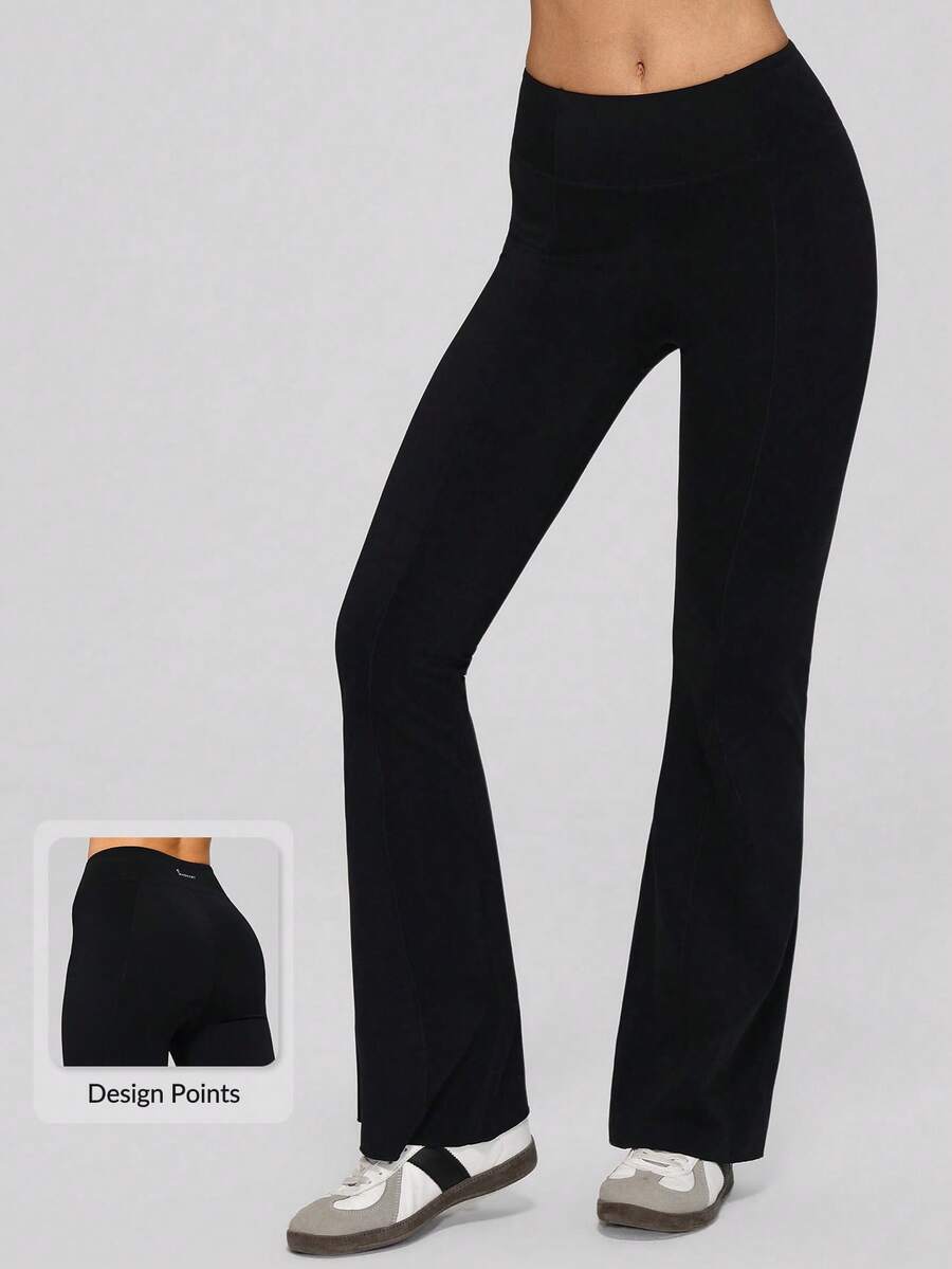 MASKERT High Elasticity Skin-Friendly Flared Yoga Pants, Women's, Soft Fitted Flared Casual Sports Pants - Black - View 1