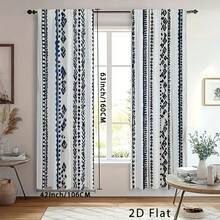 2PCS Bohemian Geometric Patterned Curtains, Patterned Curtains For Living Rooms And Bedrooms, With Glass Window Curtains, Living Room Curtains, 2D Plan - Multicolor - View 5