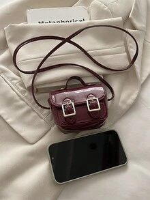 Cinto espelhado, bolsa minimalista estilo coreano, bolsa transversal quadrada retrô britânica para estudantes e uso diário. - Vermelho - Ver 8