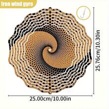 1pc Metal Wind Chime, Brown Background Spiral Dotted Design, 10"X10" 360° Rotating Hook, Suitable For Garden, Patio, Balcony - DIY Creative Outdoor Decor, No Battery Required, Durable Outdoor Decoration, 2D Spiral Shape - A - View 4