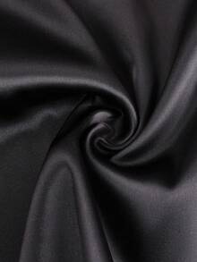 Elegant Satin A-Line High Waist Ruffle Hem Minimalist Mini Skirt, Suitable For Women's Casual, Party, Holiday Wear In Summer - Black - View 6