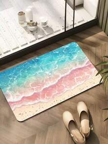 1pc Indoor Doormat, Pink Dreamy Beach Bathroom Mat, Entrance Mat, Small Rug, Welcome Mat, Carpet, Doormat, Outdoor Mat, Kitchen Rug, Home Decor, Front Door Mat, Area Small Rug, Outdoor Mat, Home Decor, Area Rug, Garden Rug, Washable Carpet - Multicolor - View 4