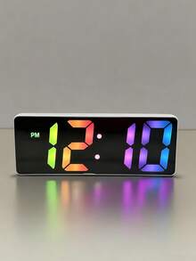 1pc LED Mirror Desk Clock, Digital Alarm Clock With Snooze Function, Time Display, Desk Electronic Clock, Snooze Function, Night Light, Desk USB Clock, Home Decor, Smart Clock, Bedroom/Office Desk Clock, Home Decor, Room Decor, Digital Clock, Bedroom Decor, Dorm Decor, Back To School Decor, School Surprise, Study Supplies - 均碼 - 查看 4