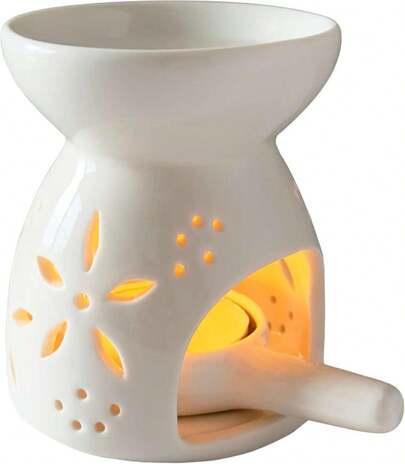 White Oil Burner Set, Tea Light Wax Melt Warmer With Tea Wax Tray, Essential Oil Diffuser, Oil Burner For Scented Oil