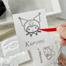 2 miếng dán kim loại hình hoạt hình Sanrio Kuromi, hình cốc nước kiểu Ins, chống thấm nước, dễ thương, dán túi xách, màu bạc. - Xem 5