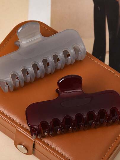 1pc Vintage Acrylic Hair Claw Clip, Minimalist Solid Color Barrette Elegant Daily Casual Versatile Hair Accessory For Women Summer Beach Vacay Hair Clips