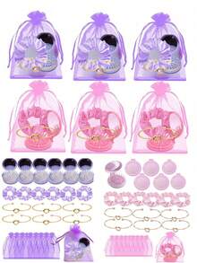 12pcs Set (Including 3 Foldable Mirror‑Combs, 3 Heart‑Shaped Chains, 3 Hair Ties, 3 Organza Bags), Party Accessory Gift Set, 2‑In‑1 Foldable Makeup Mirror And Comb, Portable Air Cushion Comb, Women's Party Gift Set, Fall Style Christmas 2026 - A - View 8