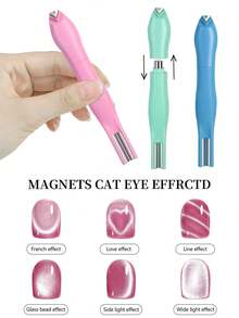 三合一美甲磁铁，时尚设计，多功能玻璃珠和猫眼指甲油凝胶，特制强力磁铁，超强磁性美甲工具，精致美甲工具，猫眼磁性美甲工具爱好者，女士美甲，心形美甲 - 彩色 - 查看 3