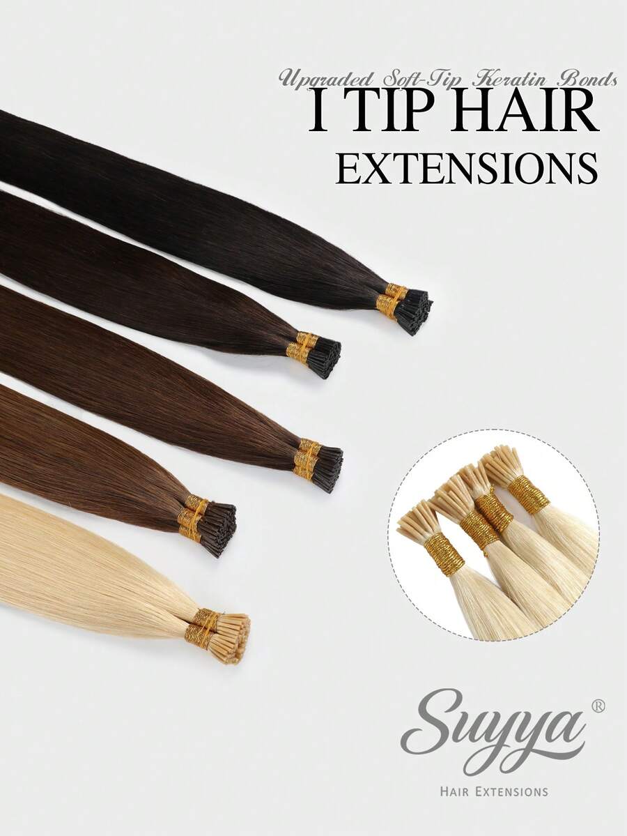 SUYYA 16 Inch 80g Human Hair Extensions, Blonde Bleached Real Human Hair, Women's Natural Hair Tapered Ends Hair Extensions - S613 - View 1
