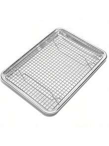 1pc Stainless Steel Baking Tray With Cooling Rack Set, Rust-Resistant Baking Pan, Thickened Rim, Suitable For Cooking And Baking, Eid Al-Fitr & Eid Al-Adha Supplies, Barbecue Tools - 31.5x24.5x2.5cm - View 6