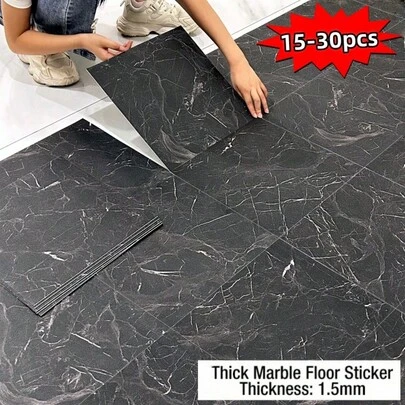 15/30 miếng gạch lát sàn vinyl tự dính mờ, kích thước 30x30cm, họa tiết vân đá cẩm thạch, dày dặn, chống mài mòn, dễ dàng tự lắp đặt, thích hợp trang trí sàn và tường phòng ngủ, nhà bếp, phòng khách, decal trang trí nhà cửa.