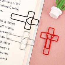 50 piezas/paquete Clips de papel con forma de corazón y cruz, diseño creativo, clips para tarjetas de boda, organizador de archivos, diseño único - Conjuntos - Ver 4