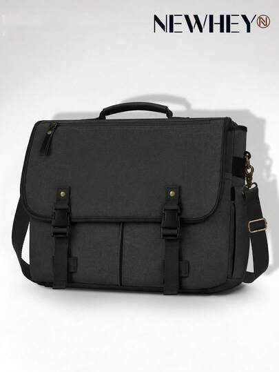 NEWHEY Men's Large Capacity Portfolio For Laptop 15.6 Inches Men's Laptop Bag Canvas Laptop Bag With Adjustable Shoulder Strap
