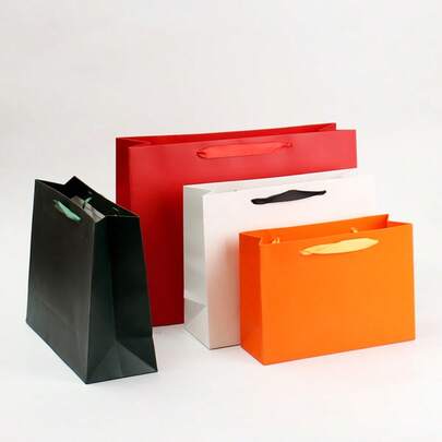 Gift Set For Her Him | Small Gift Bags With Handles | Black & Orange Available | Party Birthday Wedding Christmas Business Retail Favor Bags | Tote Purse Bags For Various Occasions
