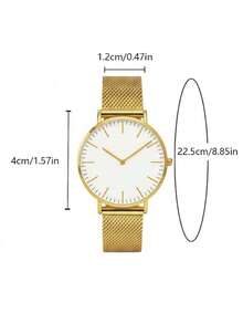 Orologio da donna al quarzo elegante e minimalista, con cinturino in rete dorata e quadrante bianco, orologio da polso casual e versatile, adatto come regalo per le donne - Dorato - Visualizzare 4