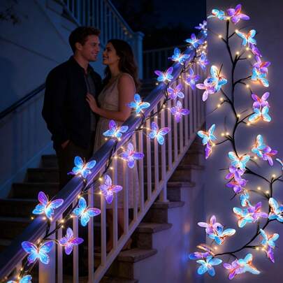 1pc LED Enchanted Butterfly Branch Faux Vine With Lights, LED Strip Light Lamp Vine For Home Fireplace Wall Table Wedding Anniversary Proposal Parties Mother's Day Easter Spring Summer Four Seasons Decor