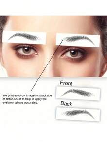 (4 Sheets) Realistic Eyebrow Tattoo Stickers, Waterproof Long-Lasting Faux Tattoo Stickers, Personalized Sexy Temporary Tattoos - Black - View 2