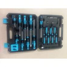 Bộ tua vít từ tính 43 chi tiết, bao gồm tua vít đầu dẹt, lục giác, vuông, sao và tua vít chính xác, kèm dụng cụ khử từ (màu xanh dương) - D-màu xanh - Xem 12