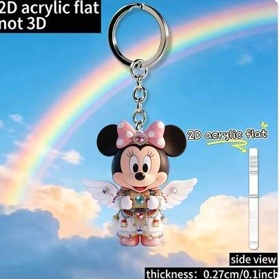 1pc Acrylic Cute Mini Angel Keychain, Practical & Decorative, Christmas Gift, Holiday Decor, Car Key Chain, Bag/Wallet Keyring, 2D Flat