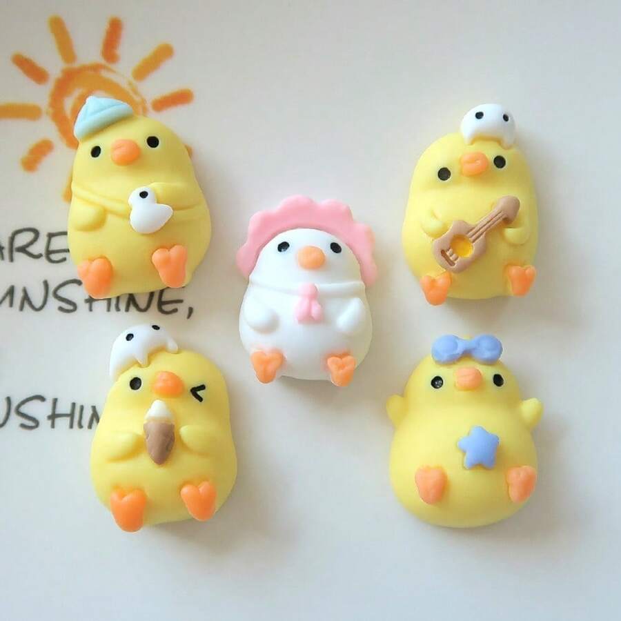 5pcs/10pcs Cute Chick Fridge Magnets, Cartoon Animal Resin Fridge Magnets, Adorable Decor, Personalized DIY For Whiteboard, Storage Cabinet, Dishwasher, Kitchen Decor, Home Decor, Gift For Friends And Family