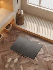 1 Stück dunkelgrauer geometrischer Muster Fußmatte, minimalistisches modernes Design, rutschfeste Gummi-Matte, Badezimmermatte, saugfähig & wasserdicht, geeignet für Badezimmer, Küche und Eingangsbereich - Grau - Übersicht 12