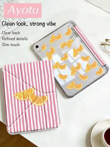Ayotu Pink Striped Lemon Pattern Case Witch For Y Stand Flip Case Compatible With Ipad A16 ,Pro 13 12.9 11, Air 11 13, Mini, Air 11inch Case,Kindle (11th Generation-2024 Release),Kindle Paperwhite 12th Gen 2024 - Multicolor - View 4