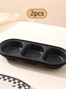 Bộ 2/4/8 bát đựng gia vị chia ngăn màu đen, đĩa khai vị hình bầu dục chia ngăn, có thể tái sử dụng, an toàn với máy rửa chén, thích hợp đựng nước tương, gia vị, đồ ăn nhẹ, dùng trong tiệc tùng, nhà bếp, sushi, món tráng miệng, đồ nướng BBQ. - Nhiều màu - Xem 6