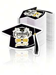 Cartoon Graduation Cap Black Disposable Paper Napkins, Festive Table Decor Napkins. Perfect For Graduation Season And School Celebration Table Settings. - Multiple Styles - View 7