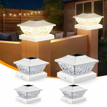 Post Cap Lights Suitable For 4x4 4.5x4.5 5x5 Posts - Outdoor Solar Deck Lights With -Controlled Solar Lights, Plastic Fence & Deck For Garden,, Balcony, Rooftop (No)