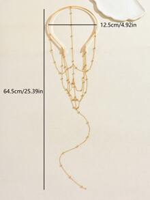 1件18K镀金多层阿拉伯风格奢华新娘头饰，土耳其和库尔德女性舞会及婚礼配饰 - 金黃色 - 查看 2