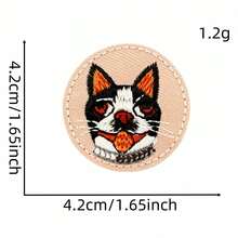 1pc Cute Cartoon Dog & Cat Embroidered Cloth Patch Decorative Sticker, Round Animal Sticker Accessory For Computer Embroidered Badge Logo - Cartoon Animal Patch - View 3