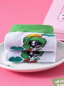 Noctvar OBM Sleepwear X LOONEY TUNES 1双火星人和马文卡通船袜，可爱新颖透气吸湿休闲袜，男女皆宜，夏季趣味袜子，适合学生、成人、作为礼物和日常穿着 - 彩色 - 查看 10