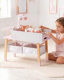 ROBUD 18 Inch Doll Changing Table With Storage & Mobile – Wooden Baby Doll Nursery Set, Pretend Play Furniture Toy For Kids - Pink - View 7