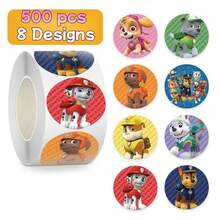 Paw Patrol 500张卡通狗狗贴纸卷，适用于水瓶、笔记本、桌面和派对礼品，可爱有趣的教育奖励贴纸，可用于课堂激励和创意项目，DIY装饰贴纸 - 彩色 - 查看 11
