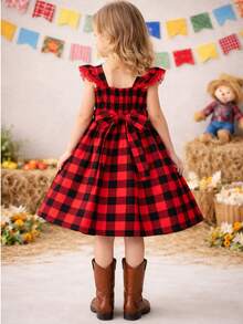 Children's Dress For June Party, Plaid, Off-The-Shoulder, , Adjustable Lastex, Round Ruffle Skirt, Charming Look, Modern, Country Themed Clothing, Loose Look, Comfortable, Lightweight Fabric, Flexible Modeling, Perfect Fit, Ideal, Quadrilha, School, Events, Monthiversary, Photo Shoot, Typical São João Party, Cheerful Look, Current Style, Fashionable Girl, Well-Finished Clothing, High Quality, Soft Touch, Free Movement, Guaranteed Comfort, Timeless Piece, Classic Style, Commemorative Clothing, Charming Girl's Clothing, Traditional Print, Cultural Clothing, Sophisticated Children's Clothing, Delicate Look, Versatile Clothing, June Party Clothing, Elegant Girl, Made With Careful Details, Colorful Look, Inspired By June Traditions, Clothing That Values Comfort, Freedom Of Movement, Impeccable Appearance, Ideal Gift, Charming Girls - 紅色和黑色 - 查看 4