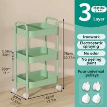 1. 这款小巧时尚的多层金属置物架配有4个轮子，灵活易移动，适用于家庭沙龙、浴室、厨房、办公室/工作室、儿童房和宿舍。尤其适合作为乔迁、生日、圣诞节和新生儿礼物（可爱时尚的设计，与新家相得益彰）。 - 彩色 - 查看 17