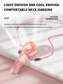 AIRPROSSING Ventilador de niebla de mano, ventilador de cuello portátil multifuncional de mini niebla, ventilador de escritorio de 800mAh, 4 velocidades ajustables, adecuado para damas, hogar, oficina, viaje - Soporte de Mano - Ver 7