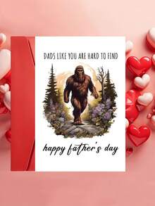 1pc Bigfoot Father's Day Card With Envelope - Funny Cryptid Gift For Dad, Stepdad & Grandpa, Unique Sasquatch Design, Perfect For Father's Day, Blank Inside - A - View 2