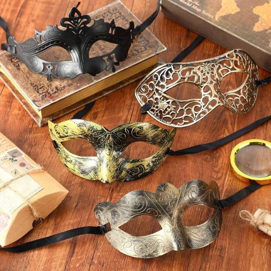 96 Pcs Couple Masquerade Venetian Mardi Gras Halloween Props Adults Costume Ball Party Cosplay - Initial - View 1