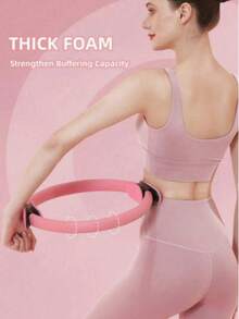 Aro de pilates y yoga multifuncional, resistente a la presión sin deformarse, impermeable y anti-transpiración, con asas de espuma cómodas, ideal para muslos, yoga, espalda y cintura - Rosa - Ver 4