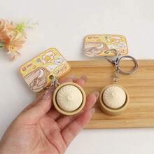 1pc/2pcs Mini Bun Squeezing Keychain - Creative Stress Relief Portable Accessory, One-Click Air Release Tool, Cute Novelty Desktop Prop - Holiday Gift, Creative Surprise, Perfect Present - Multicolor - View 2