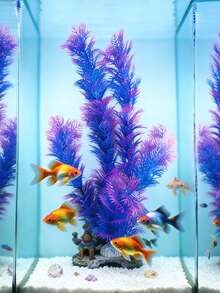 1件仿真水族箱装饰品，人造水族箱植物，ABS塑料鱼缸装饰，逼真的水生植物装饰，适用于淡水鱼缸，为鱼虾提供天然的躲藏和休息场所。 - D - 查看 2