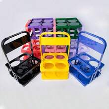 1pc Retro Portable Beer Basket, Holds 6 Bottles, Foldable, Can Also Be Used As Beer Rack, Beer Bottle Storage Bin, Coffee/Tea Carrier, Suitable For Daily Use And Parties, Essential For Beer Festivals. - Multicolor - View 6