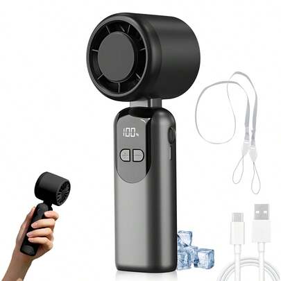 Ventilador portátil de mano con turbo, 5 velocidades, a batería, ventilador de mano 3 en 1 con tecnología de aire turbo para enfriamiento, para actividades al aire libre, viajes, playa