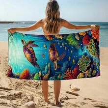 1 khăn tắm biển chủ đề thế giới dưới nước, chất liệu microfiber siêu mềm, cỡ lớn, thấm hút cực tốt, thích hợp cho du lịch, hồ bơi, lặn biển, lướt sóng, yoga, cắm trại. Có nhiều kích cỡ khác nhau, phụ kiện bãi biển cho bãi biển, hồ bơi, du lịch, cắm trại, yoga. - Thế giới dưới nước - Xem 8