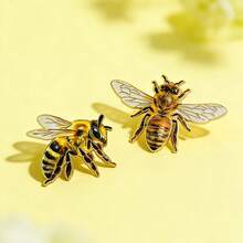 Bộ 2 chiếc ghim cài áo hình ong tráng men, phụ kiện trang trí thời trang, huy hiệu cài áo và túi xách. - Nhiều màu - Xem 6