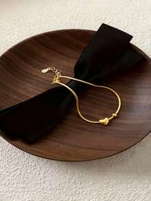 1 pieza Pulsera con colgante de corazón dorado lindo, adecuada para uso diario y como regalo para ocasiones festivas - Dorado - Ver 3